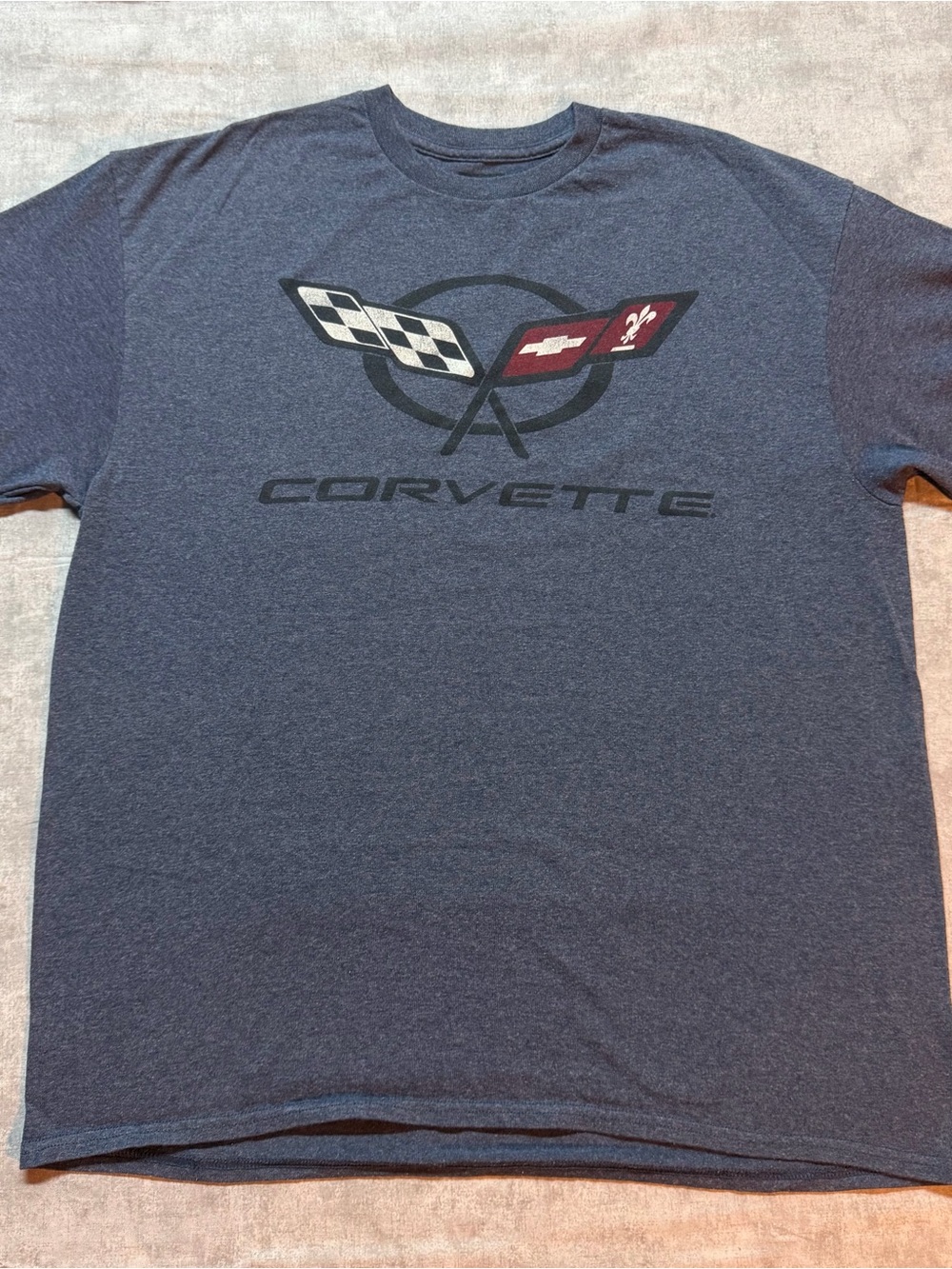 GM Corvette T-Shirt Mens Size L Blue Graphic Short Sleeve Tee